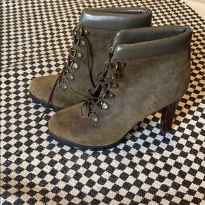 Suede distressed olive green Ralph Lauren booties